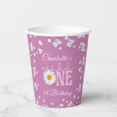 Purple Daisy Wild One 1st Birthday Pappbecher (Vorderseite)