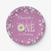 Purple Daisy Wild One 1st Birthday Pappteller (Vorderseite)