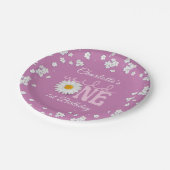 Purple Daisy Wild One 1st Birthday Pappteller (Schrägansicht)