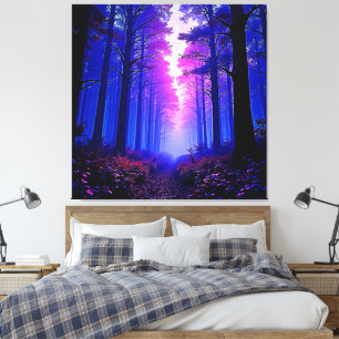 Purple Dämmerungswälder: Surrealistische Kunst Leinwanddruck