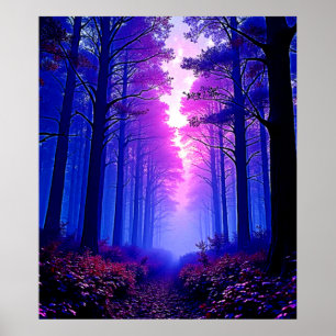 Purple Dämmerungswälder: Surrealistische Kunst Poster
