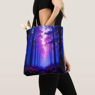 Purple Dämmerungswälder: Surrealistische Kunst Tasche