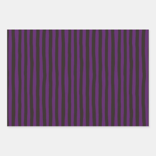 Purple & Dark Brown Wonky Stripes Geschenkpapier Set (Vorderseite 2)