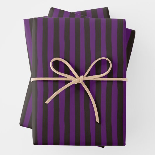 Purple & Dark Brown Wonky Stripes Geschenkpapier Set (Beispiel)