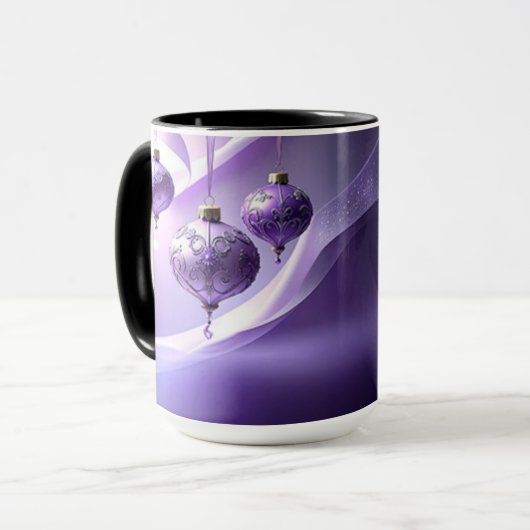 Purple Decorative Christmas Ball Holiday Mug Tasse (Vorderseite Links)