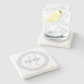 Purple decorative Circle Monogram Coaster Steinuntersetzer (Seitenansicht)