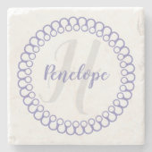 Purple decorative Circle Monogram Coaster Steinuntersetzer (Vorderseite)