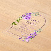 Purple delphinium botanical acrylic save the date acryleinladungen (Ablage )