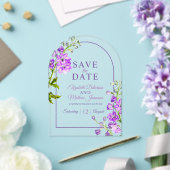 Purple delphinium botanical acrylic save the date acryleinladungen (Insitu (Hochzeit))