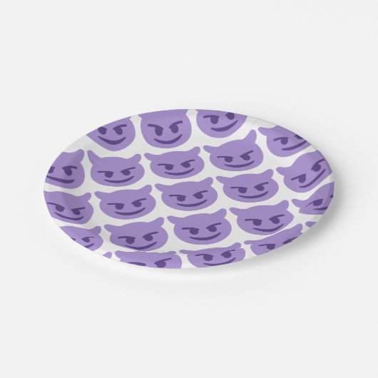 Purple Devil Emoji Pappteller (Schrägansicht)