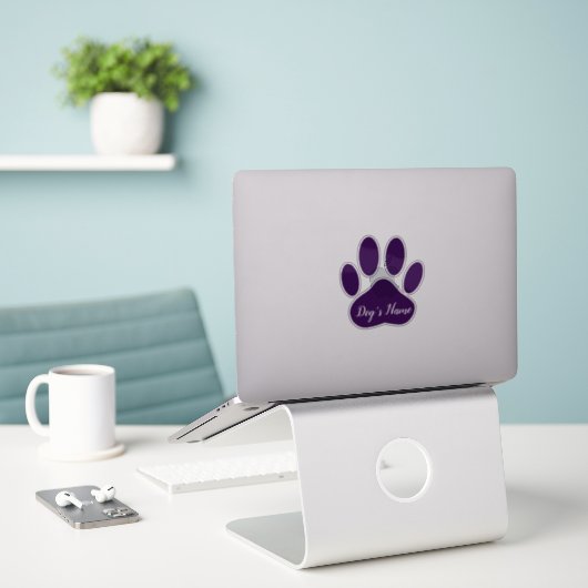 Purple Dog Paw Print With Custom Name Personalized Aufkleber (Laptop auf Schreibtisch)
