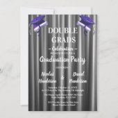 Purple double Celebration Graduation Party 2 photo Einladung (Vorderseite)