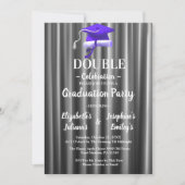 Purple double Celebration Graduation Party 4 photo Einladung (Vorderseite)
