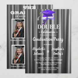 Purple double Celebration Graduation Party 4 photo Einladung