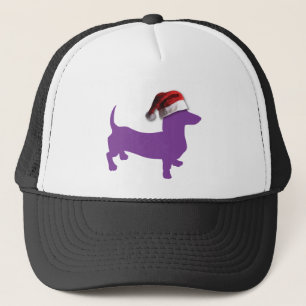 Purple Doxie with Santa Hat Truckerkappe