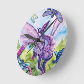 Purple Dragon Dragonfly spring artwork Runde Wanduhr (Winkel)