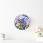 Purple Dragon Dragonfly spring artwork Runde Wanduhr (Zuhause)