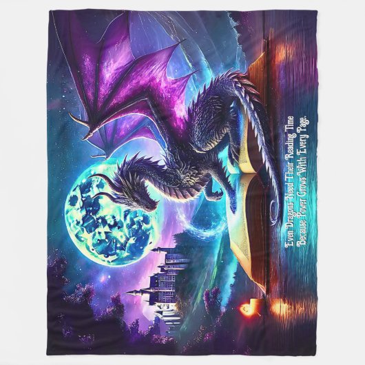 Purple Dragon Reading Book Blue Moon Fleecedecke (Vorderseite)