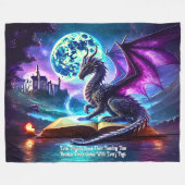 Purple Dragon Reading Book Blue Moon Fleecedecke (Vorderseite (Horizontal))