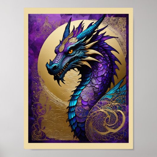 Purple Dragon Ready To Frame Art Print Poster (Vorne)