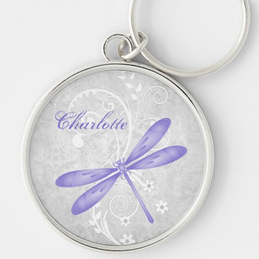 Purple Dragonfly Personalized Keychain Schlüsselanhänger (Vorne)