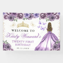 Purple Dress Blonde Princess Floral Birthday