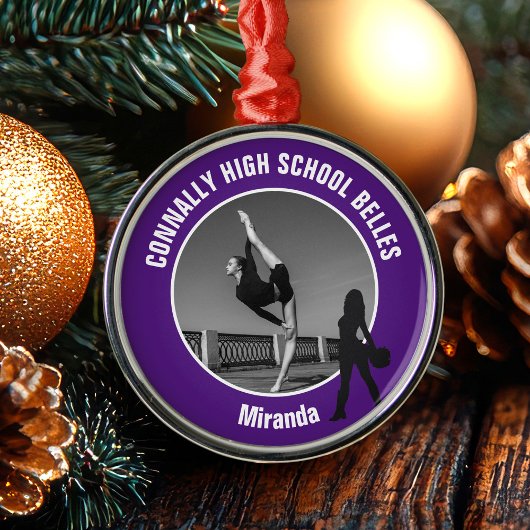 Purple Drill Team Dancer Photo Christmas Ornament Aus Metall
