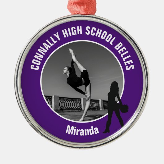 Purple Drill Team Dancer Photo Christmas Ornament Aus Metall (Vorne)