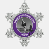 Purple Drill Team Photo High School Dancer Schneeflocken Zinn-Ornament (Vorderseite)