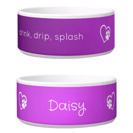 Purple 'drink drip splash' Dog Name Bowl Napf