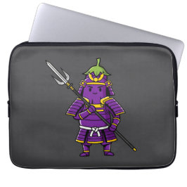 Purple Eggplant Samurai Warrior with Spear Illustr Laptopschutzhülle