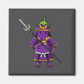 Purple Eggplant Samurai Warrior with Spear Illustr Magnet (Vorne)