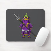 Purple Eggplant Samurai Warrior with Spear Illustr Mousepad (Mit Mouse)