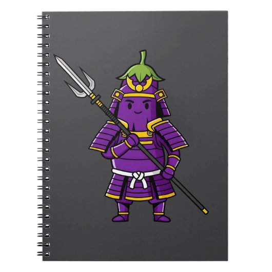 Purple Eggplant Samurai Warrior with Spear Illustr Notizblock (Vorderseite)