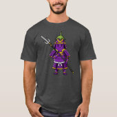 Purple Eggplant Samurai Warrior with Spear Illustr T-Shirt (Vorderseite)