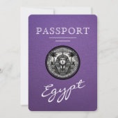 Purple Egypt Passport Wedding Save the Date (Vorderseite)