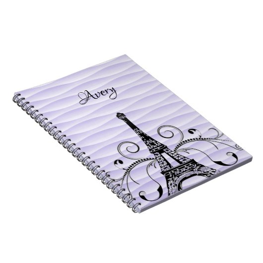 Purple Eiffel Tower Flourish Notebook Notizblock (Rechte Seite)