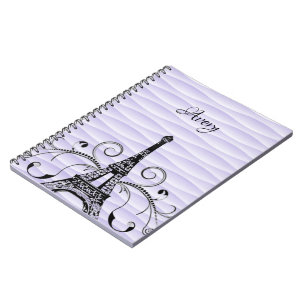 Purple Eiffel Tower Flourish Notebook Notizblock