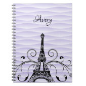 Purple Eiffel Tower Flourish Notebook Notizblock (Vorderseite)