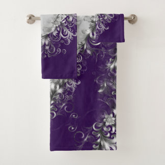 Purple Elegance and Grey Towel Set