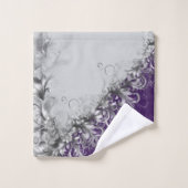 Purple Elegance and Grey Towel Set (Waschlappen)