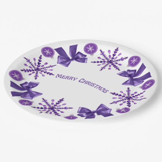 Purple Elegance Christmas Paper Plate Pappteller (Schrägansicht)