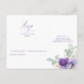 Purple Elegant Botanical Wedding RSVP Postcard Postkarte (Rückseite)