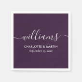 Purple Elegant Modern Script Wedding Serviette (Vorderseite)