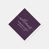 Purple Elegant Modern Script Wedding Serviette (Ecke)