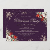 Purple Elegant Snowflakes Christmas Holiday Party Einladung (Vorne/Hinten)