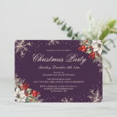 Purple Elegant Snowflakes Christmas Holiday Party Einladung (Stehend Vorderseite)