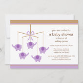 Purple Elephant Mobile Baby Shower Invitation Einladung (Vorderseite)