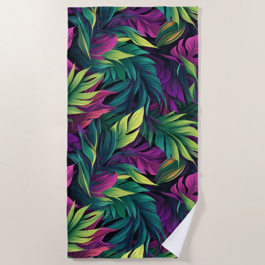 Purple & Emerald Jungle Beach Towel Strandtuch (Vorderseite)