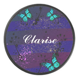 Purple Ephemera vibrant color art Eishockey Puck